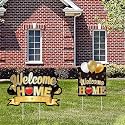 Welcome Home Yard Signs with Stakes Welcome Home Decor, Black Gold