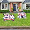 Welcome Home Yard Signs with Stakes Welcome Home Decor, USA Flag
