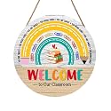 Welcome Sign for Classroom Door Decorations Welcome to Our Classroom Door Sign 12"x12" Welcome Back to School Door Hanger Wreath Classroom Signs for School Classroom Bulletin Board Teacher Supplies