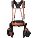 WELKINLAND Top-Grain Leather Tool Belt With Suspenders, Leather Tool Belt