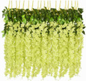 well art gallery Artificial Flower Vine Hanging Garland Hanging Party Garden Outdoor Decoration Green Westeria Artificial Flower (43.2 inch, Pack of 4, Vine & Creepers)