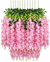 well art gallery Artificial Leaves Wisteria Flower Fake Vine Hanging decoration(Pack of 4, Pink) Pink, Green Westeria Artificial Flower
