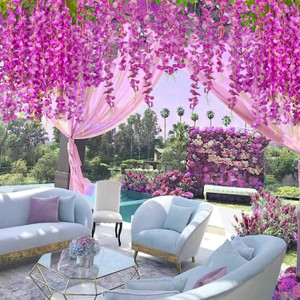 well art gallery artificial silk wisteria vine ratta silk hanging wedding decor lite-purple 12 maroon westeria artificial flower