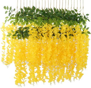 well art gallery artificial silk wisteria home garden wedding festival event floral dcor yellow yellow westeria artificial flower