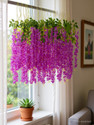 well art gallery Artificial Silk Wisteria Vine Ratta Silk Hanging Wedding Decor (Lite-Purple, 12) Maroon Westeria Artificial Flower