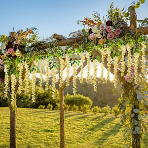 well art gallery artificial wisteria vine ratta for wedding party home decor yellow pack of 12 beige westeria artificial flower