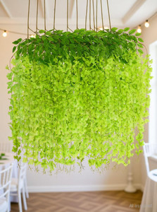 well art gallery artificial wisteria vine ratta flowers wedding party home indoor decor 4 green green westeria artificial flower