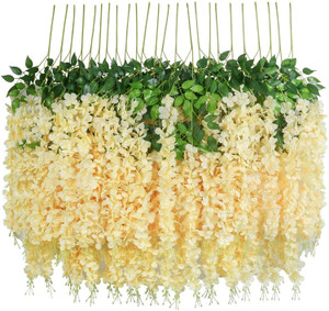 well art gallery artificial wisteria vineset of 4peachwisteria garland for homewedding decor multicolor westeria artificial flower 43 cm pack of 4 vine  creepers
