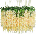 well art gallery Artificial Wisteria Vine(Set of 4,Peach)Wisteria garland for Home,wedding decor Multicolor Westeria Artificial Flower (43 cm, Pack of 4, Vine & Creepers)