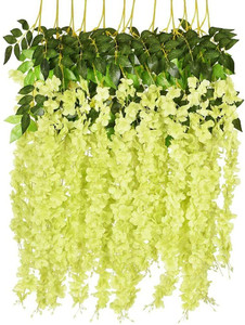 well art gallery hanging green wisteria flowers artificial flowers for home dcor pack of 12 green westeria artificial flower