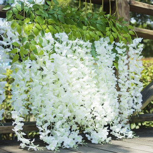 well art gallery multicolor westeria artificial flower 432 inch pack of 4 vine  creepers white westeria artificial flower