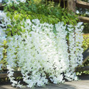 well art gallery Multicolor Westeria Artificial Flower (43.2 inch, Pack of 4, Vine & Creepers) White Westeria Artificial Flower