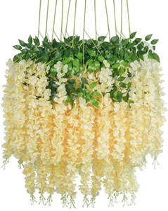 well art gallery peach wisteria flowers garland artificial flowers for home dcor pack of 4 beige westeria artificial flower