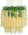 well art gallery Peach Wisteria Flowers Garland Artificial Flowers for Home Décor PACK OF (4) Beige Westeria Artificial Flower