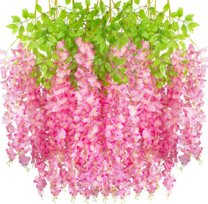 well art gallery pink wisteria flowers garland artificial flowers for home dcor pack of 6 pink westeria artificial flower