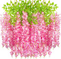 well art gallery Pink Wisteria Flowers Garland Artificial Flowers for Home Décor PACK OF (6) Pink Westeria Artificial Flower