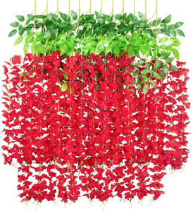 well art gallery red green westeria artificial flower