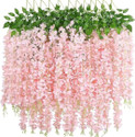 well art gallery well art gallery Wisteria Artificial Hanging Flowers for Wall Hanging Decoration Pink, Green Westeria Artificial Flower