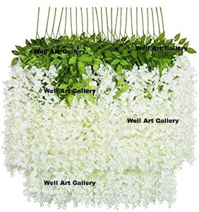 well art gallery white green westeria artificial flower