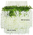 well art gallery White, Green Westeria Artificial Flower