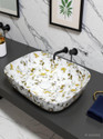 Well Set M-1007 M-1007 Wash Basin Table Top Basin (White, Gold)