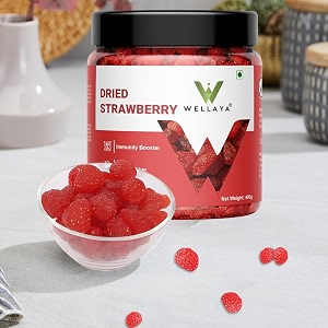 wellaya premium dried strawberries 400g  dried strawberry  rich in vitamin c amp antioxidants  healthy amp tasty dried fruit snack  whole dried strawberries