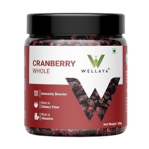 wellaya premium dried whole cranberries - 350gm  no fat and low calories  high nutrient and antioxidant cranberry whole superfood berries