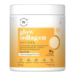 wellbeing nutrition glow collagen with glutathionecollagen supplements marine collagen powder with skinax resveratrol bromelain amp goji berry250g - pina colada flavor 1 count 25 servings
