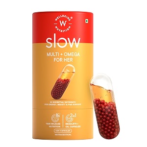 wellbeing nutrition slow multivitamin amp vegan omega 3 for women biotin coq10 b-complex iron zinc chromium 22 vitamins amp 10 antioxidants  skin radiance energy metabolism pms 60 veg capsules