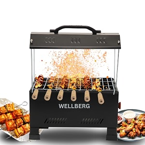 Wellberg Electric Charcoal Barbeque 8 Skewers