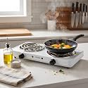 Wellberg Double Electric Hot Plate 2000W (1000W+1000W) Dual Burner Electric Cooktop with Adjustable Temperature Control Knobs, Portable Cooking Stove for Home, Hostel, Office & Kitchen