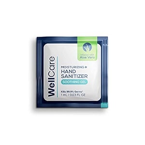 wellcare hand sanitizer sachet 1 ml 216 sachets  infused with aloe vera