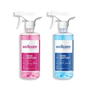 wellcare hand sanitizer spray 500 ml pack of 2  80 alcohol  combo pack spring blossom mint lemonade
