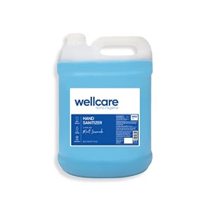 wellcare hand sanitizer spray liquid 5l  80 alcohol  smells like mint lemonade 5 litre 5 ltr
