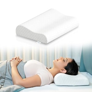 wellgiver memory foam cervical pillow  2 years warranty  orthopedic cervical pillow neck support pillow for sleeping neck amp shoulder pain  19 x 11 inch  standard  removable zipper cover  pack 1