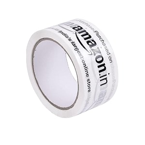 amazon printed milky white strong tape  self adhesive heavy duty tape roll  ideal for packaging box 42 micron  2 inch 48mm x 65 metres pack of 12