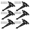WellMade Heavy Duty Black Gate Hinges, 6 Inch Decorative Hammered Hinges, Outdoor T Hinges for Wooden Fences, Shed Door, Barn Door, 6 Pack