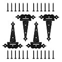 WellMade T Strap Gate Hinges Heavy Duty, Decorative Hammered T Hinges, Outdoor Hinges for Wood, 6 Inch Tee Hinges for Wooden Fences, Shed Door Hardware Barn Door, Black, 4 Pack