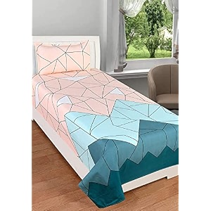 210 tc glace cotton bedsheet for single bed with one pillow cover - 60x90 inches - multi