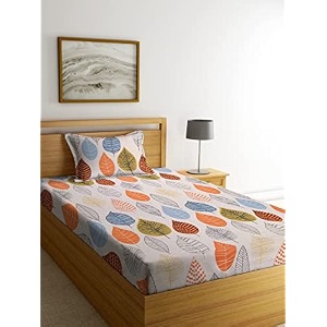 210 tc glace cotton bedsheet for single bed with one pillow cover - 60x90 inches - multi