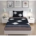 WELLNEST® 210 TC Glace Cotton Bedsheet for Single Bed with One Pillow Cover - 60x90 Inches - Black