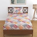 210 TC Glace Cotton Bedsheet for Single Bed with One Pillow Cover - 60x90 Inches - Multi