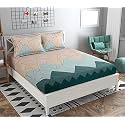 210 TC Glace Cotton Bedsheet for Double Bed with Two Pillow Covers - 90x100 Inches - Multi