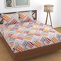 210 TC Glace Cotton Bedsheet for Double Bed with Two Pillow Covers - 90x100 Inches - Multi