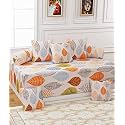 210 TC Glace Cotton Diwan Set Covers, Set of 8 Pcs - One Single Bedsheet with 5 Cushion Covers and 2 Bolster Covers, King Size, 60x90 Inches - Multi