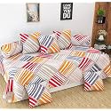 210 TC Glace Cotton Diwan Set Covers, Set of 8 Pcs - One Single Bedsheet with 5 Cushion Covers and 2 Bolster Covers, King Size, 60x90 Inches - Multi