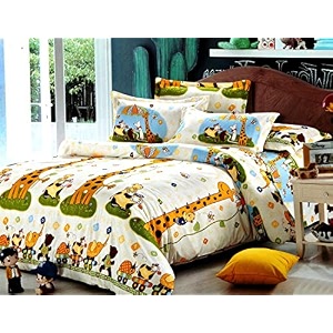 wellnest glace cotton double bedsheet with 2 pillow covers for kids children room multicolour 90 x 100 inch