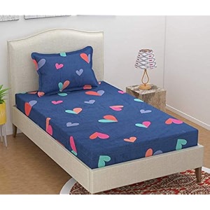 microfiber supersoft cotton bedsheet set of 1 single bedsheet with 1 pillow cover 60x90 inches blue heart