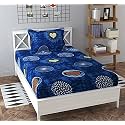 WELLNEST Microfiber Supersoft Cotton Bedsheet Set of 1 Single Bedsheet with 1 Pillow Cover, 60x90 Inches, Blue Dots