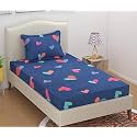 Microfiber Supersoft Cotton Bedsheet Set of 1 Single Bedsheet with 1 Pillow Cover, 60x90 Inches, Blue Heart